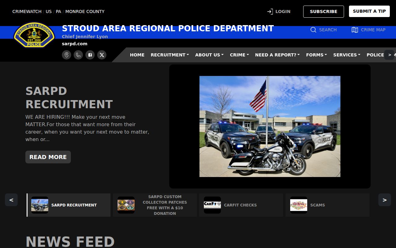 Official SARPD records and news interface serving East Stroudsburg
