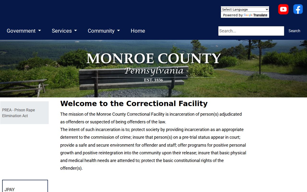 Monroe County arrest history custody contacts at the correctional facility