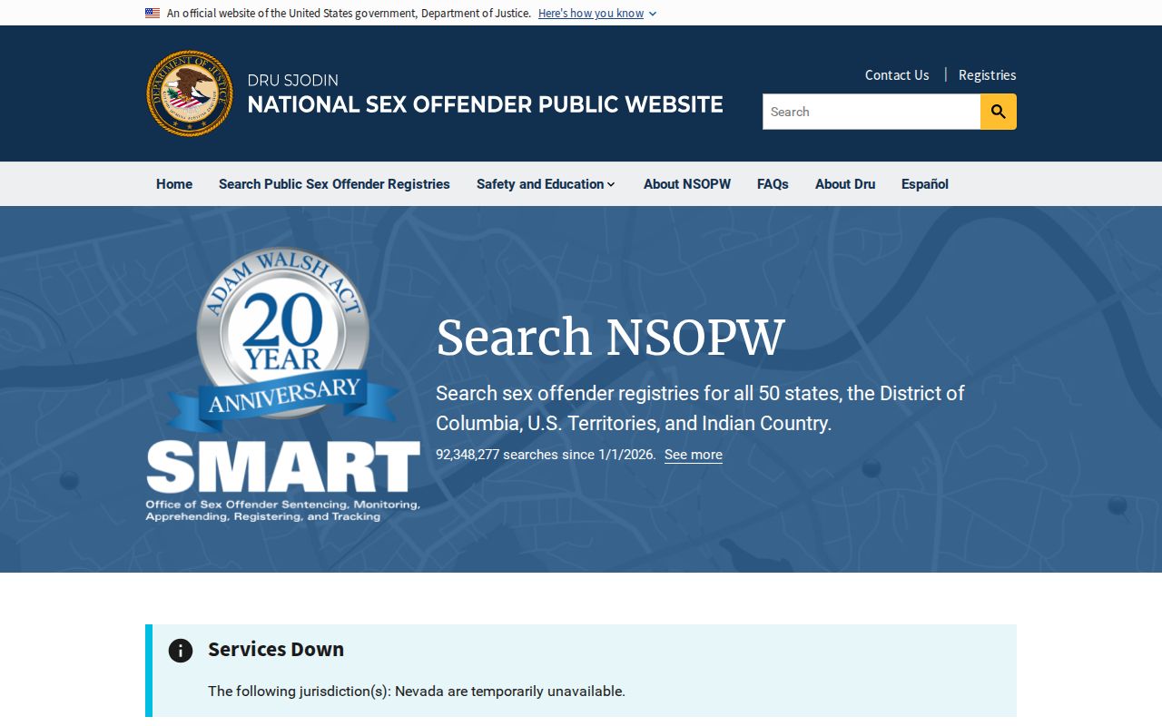Cross-state NSOPW search for a Monroe County sex offender check