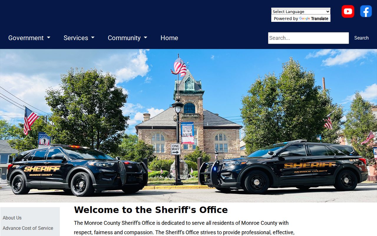 Monroe County criminal warrant and Sheriff records office page